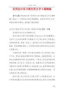 实用会计实习报告范文字6篇精编