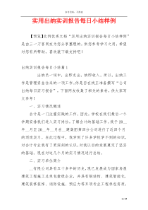 实用出纳实训报告每日小结样例