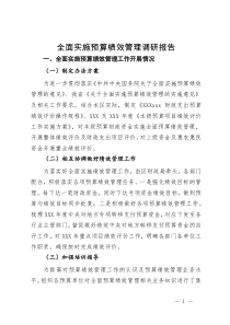 全面实施预算绩效管理调研报告