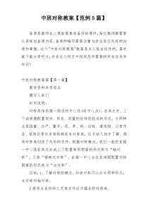 中班对称教案【范例5篇】