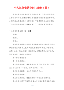 个人担保借款合同（最新8篇）
