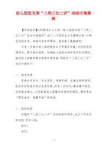 幼儿园党支部“三亮三比三评”活动方案案例