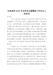 在县政府2024年全体会议暨廉政工作会议上的讲话
