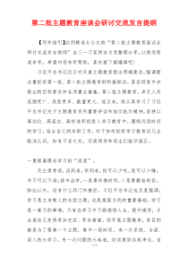 第二批主题教育座谈会研讨交流发言提纲
