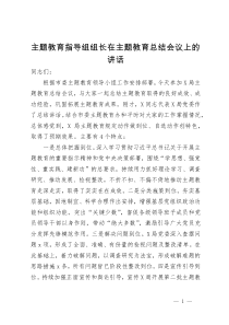 主题教育指导组组长在主题教育总结会议上的讲话