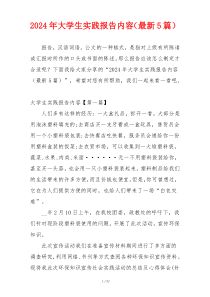 2024年大学生实践报告内容（最新5篇）