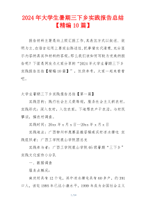 2024年大学生暑期三下乡实践报告总结【精编10篇】
