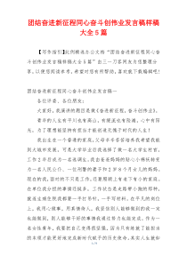 团结奋进新征程同心奋斗创伟业发言稿样稿大全5篇