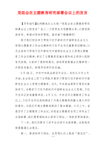 党组会在主题教育研究部署会议上的发言