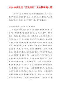 2024政法队伍“正风肃纪”发言稿样稿5篇