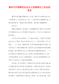 新时代中国特色社会主义思想研讨工作会的发言