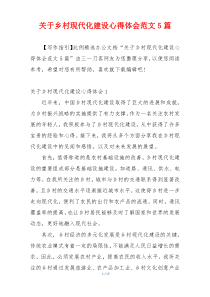 关于乡村现代化建设心得体会范文5篇