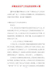 乡镇安全生产工作会发言材料4篇