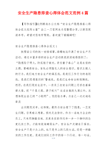安全生产隐患排查心得体会范文范例4篇