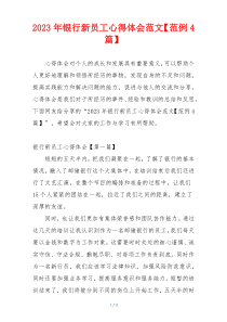2023年银行新员工心得体会范文【范例4篇】