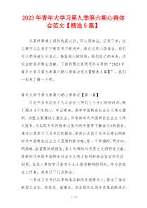 2023年青年大学习第九季第六期心得体会范文【精选5篇】