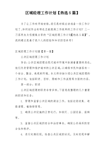 区域经理工作计划【热选5篇】