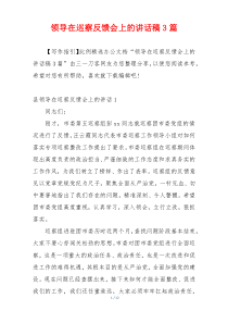 领导在巡察反馈会上的讲话稿3篇