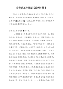 公务员工作计划【范例5篇】