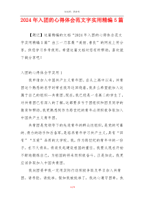 2024年入团的心得体会范文字实用精编5篇