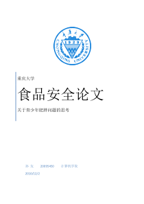 食品安全概论论文(关于肥胖病)