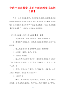中班小雨点教案_小班小雨点教案【范例5篇】