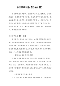 审计调研报告【汇编5篇】