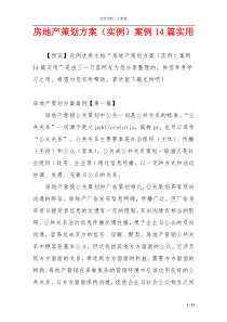 房地产策划方案（实例）案例14篇实用