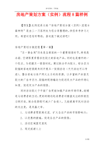 房地产策划方案（实例）流程8篇样例
