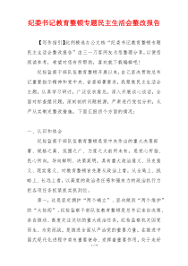 纪委书记教育整顿专题民主生活会整改报告