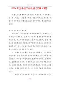 2024年党小组工作计划【汇编4篇】