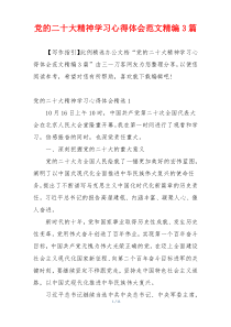 党的二十大精神学习心得体会范文精编3篇
