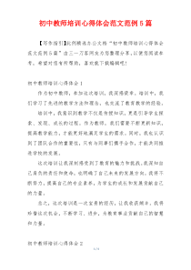 初中教师培训心得体会范文范例5篇