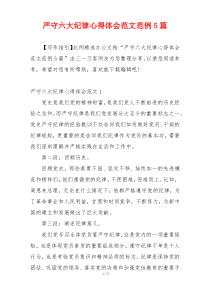 严守六大纪律心得体会范文范例5篇