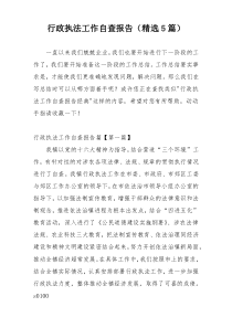 行政执法工作自查报告（精选5篇）