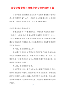 公安民警安检心得体会范文范例通用5篇
