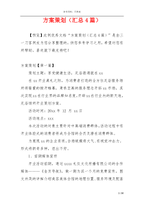 方案策划（汇总4篇）