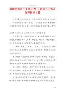 实用公司员工工作计划 公司员工工作计划和目标4篇
