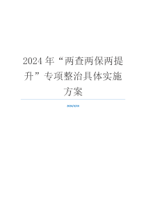 2024年“两查两保两提升”专项整治具体实施方案