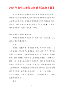 2024年高中生暑假心得感言【范例4篇】