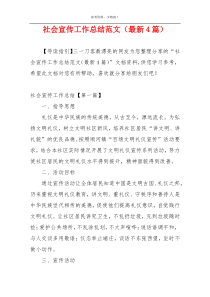 社会宣传工作总结范文（最新4篇）