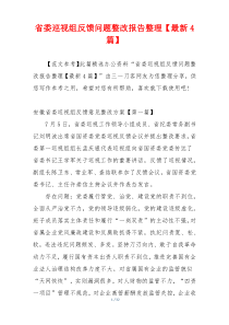 省委巡视组反馈问题整改报告整理【最新4篇】