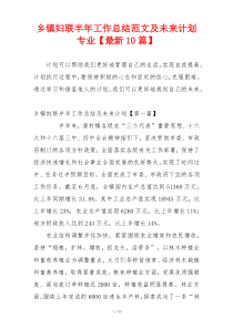 乡镇妇联半年工作总结范文及未来计划专业【最新10篇】