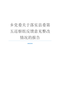 乡党委关于落实县委第五巡察组反馈意见整改情况的报告