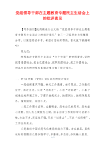 党组领导干部在主题教育专题民主生活会上的批评意见