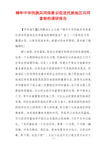 铸牢中华民族共同体意识促进民族地区共同富裕的调研报告