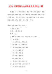 2024年寒假社会实践报告及精选5篇
