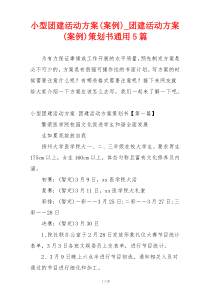 小型团建活动方案(案例)_团建活动方案(案例)策划书通用5篇