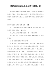 团队建设培训心得体会范文通用4篇