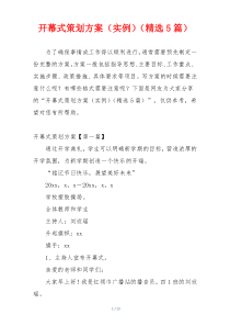 开幕式策划方案（实例）（精选5篇）
